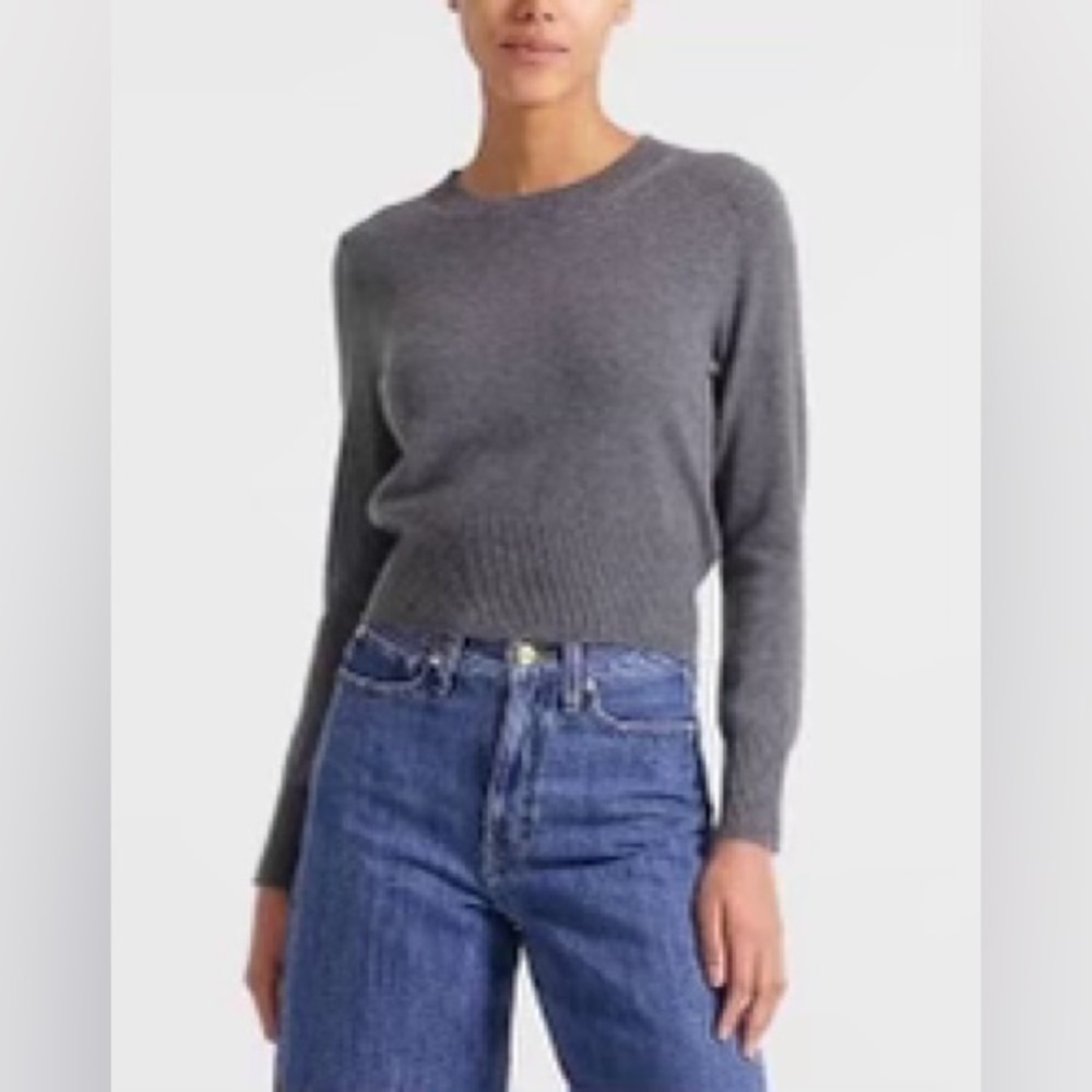J. CREW Sweater Women’s Small 100% Cashmere  Shrunken Crewneck Sweater Cropped